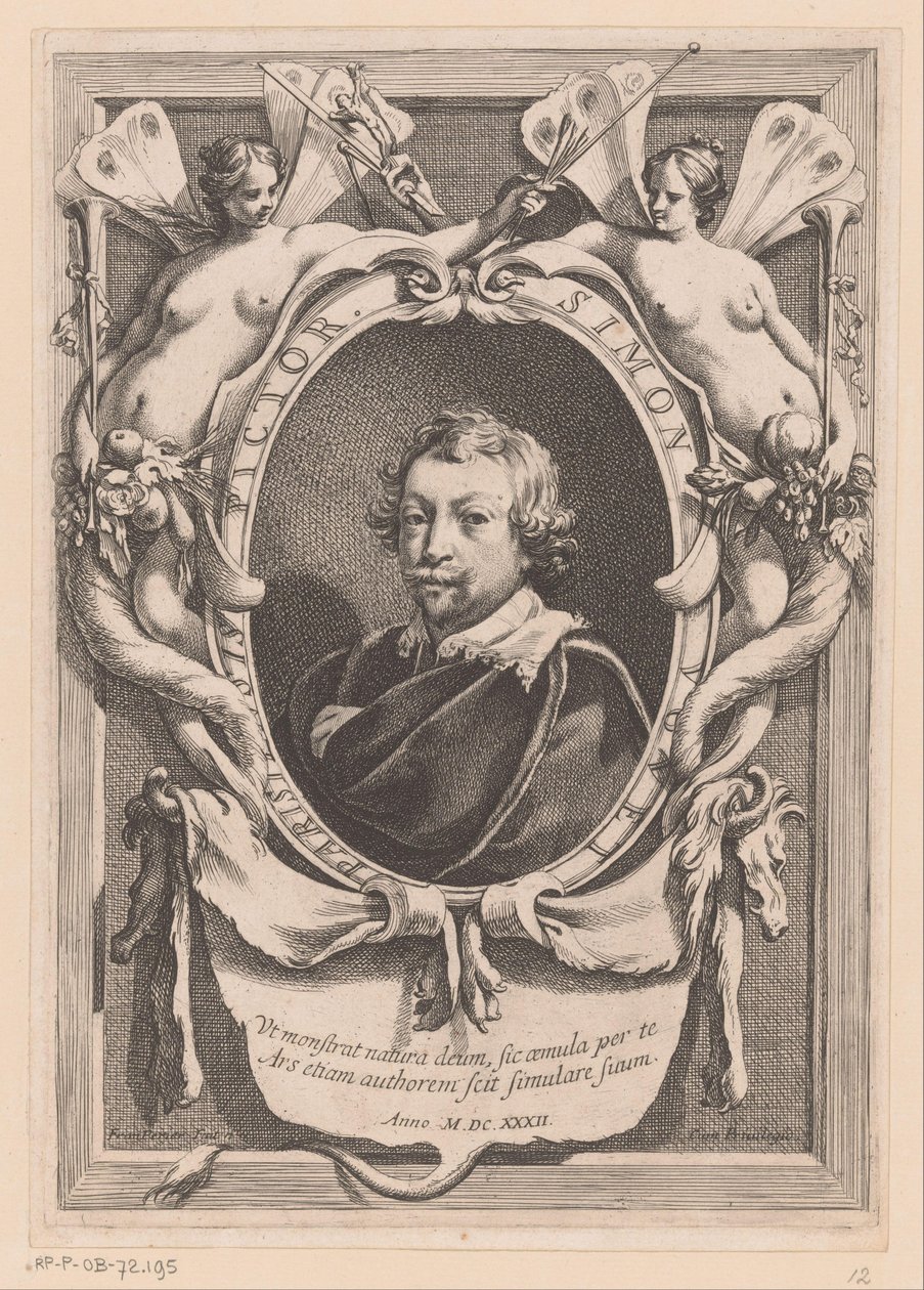 Porträtt av Simon Vouet Parismålaren Simon Vouet (titel på objekt) av Francois Perrier