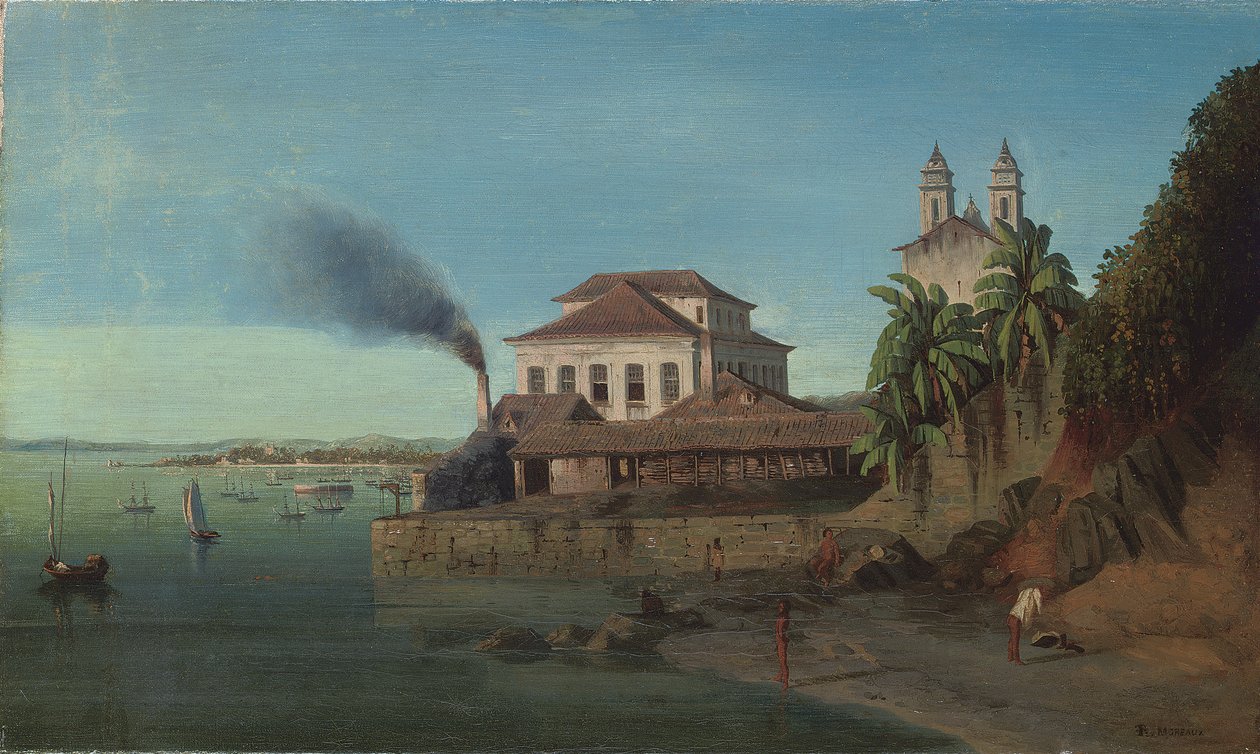 Solar do Unhao, med kyrkan N. S. de Conceicao da Praia, Salvador da Bahia av Francois Rene Moreaux
