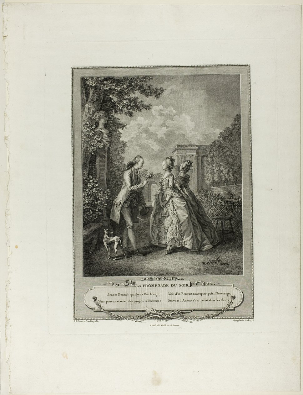 Kvällspromenad, från Monument du Costume Physique et Moral de la fin du Dix-huitième siècle av Francois Robert Ingouf