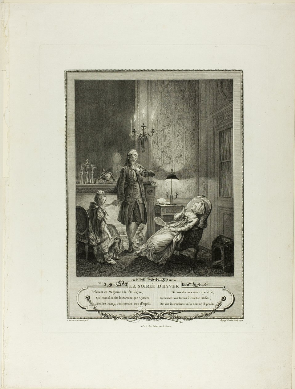 Vinterkväll, från Monument du Costume Physique et Moral de la fin du Dix-huitième siècle av Francois Robert Ingouf
