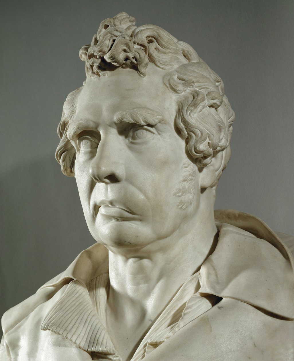 Porträtt av målaren Louis David (marmor) av Francois Rude