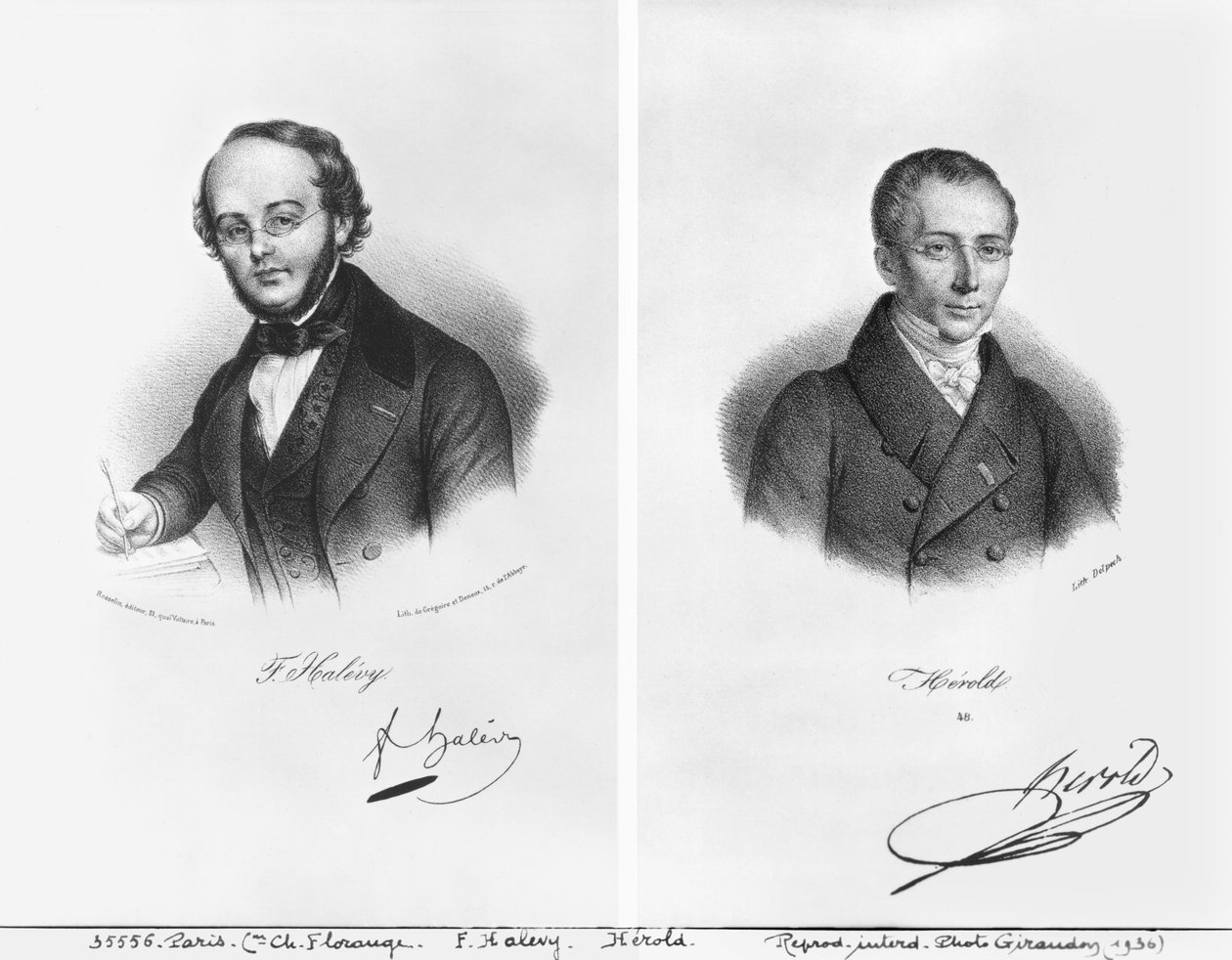 Jacques Fromental Halevy (1799-1862) och Ferdinand Herold (1791-1833) av Francois Seraphin Delpech