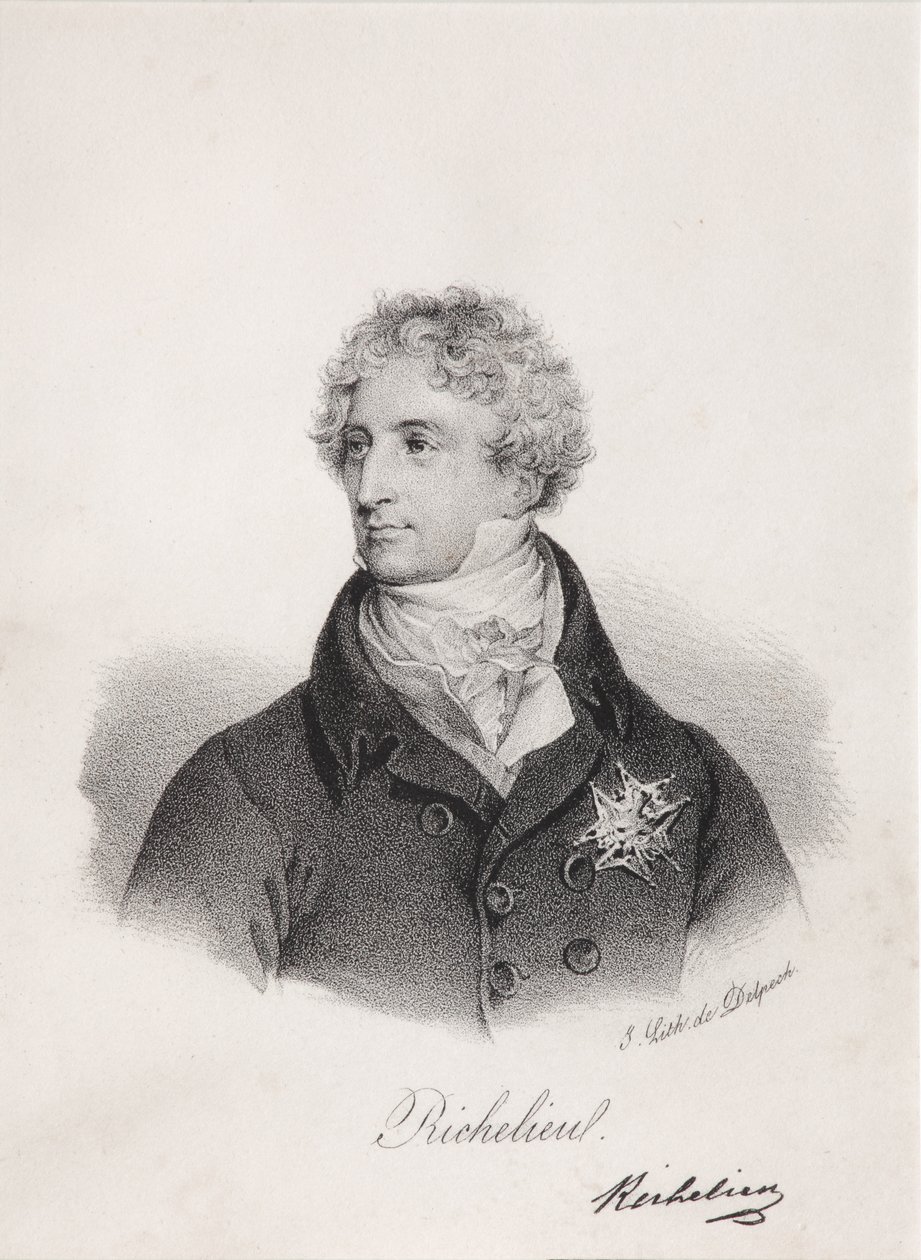 Porträtt av Armand Emmanuel du Plessis, hertig av Richelieu, 1820-talet av Francois Seraphin Delpech