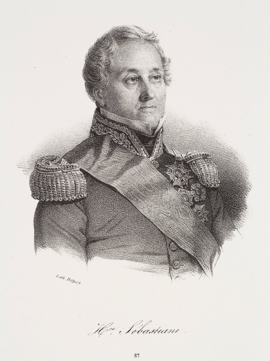 Porträtt av Horace Sébastiani av Francois Seraphin Delpech