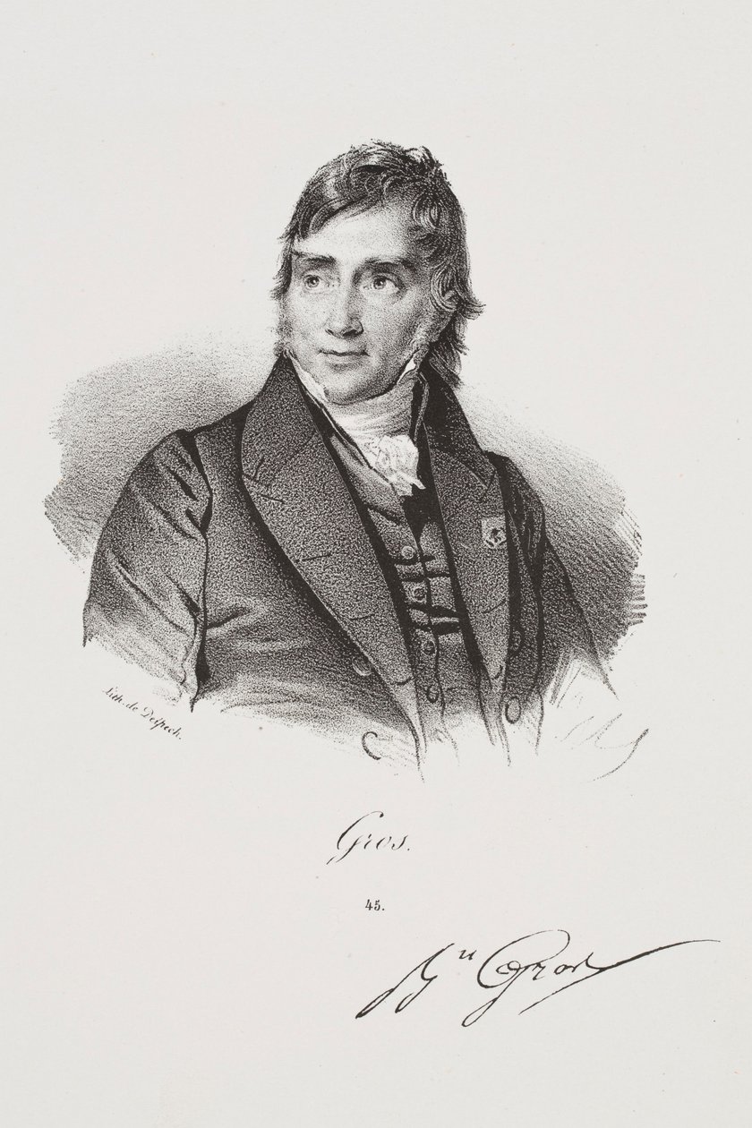 Porträtt av konstnären Antoine-Jean Gros av Francois Seraphin Delpech