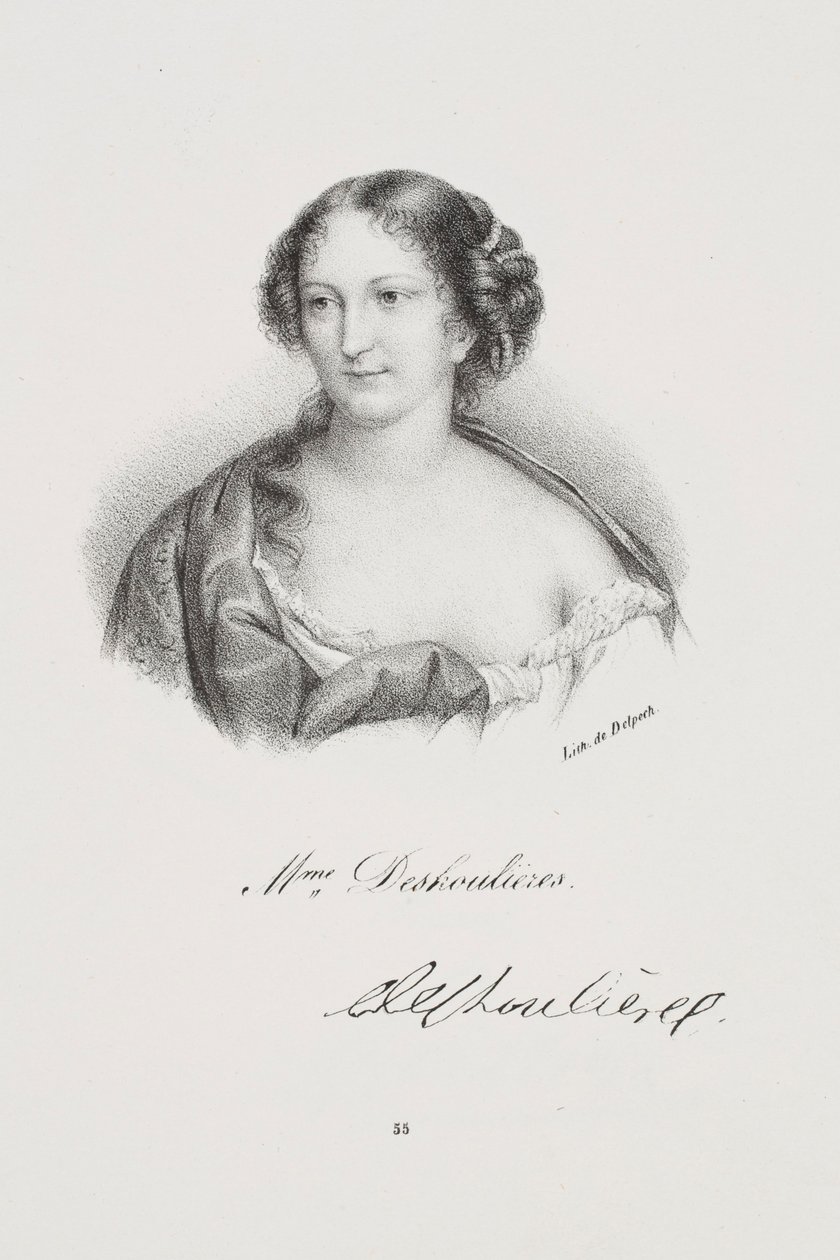 Porträtt av författaren Antoinette Des Houlières av Francois Seraphin Delpech