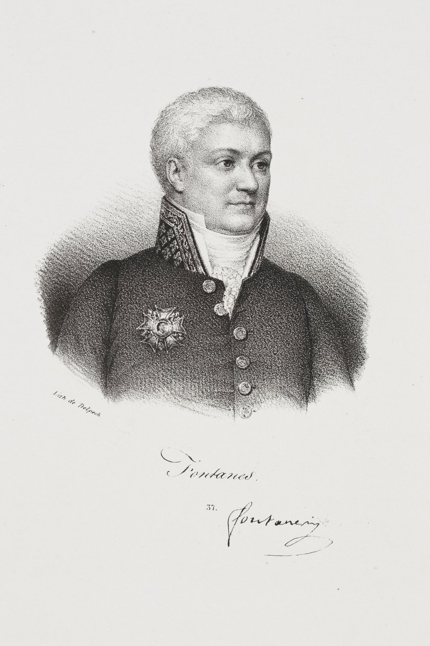 Porträtt av författaren Louis Jean-Pierre, markis de Fontanes av Francois Seraphin Delpech