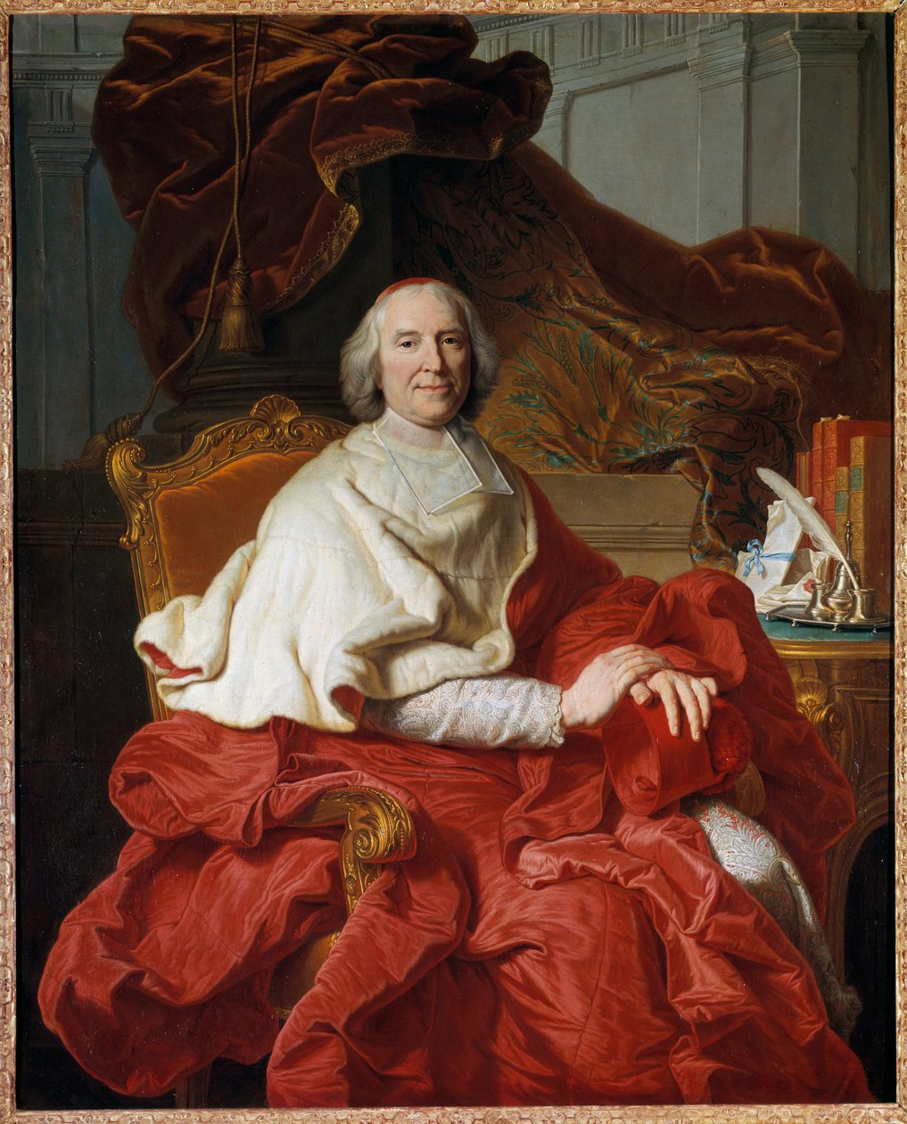 Porträtt av Andre Hercule (1653-1743), kardinal av Fleury, Prelat och politiker Målning av Francois Stiemart (1680-1740), efter Hyacinthe Rigaud (1659-1743) 1700-talets sön. 1,6x1,29 m - Porträtt av Andre Hercule (1653-1743), kardinal Fleury prelat och av Francois Stiemart