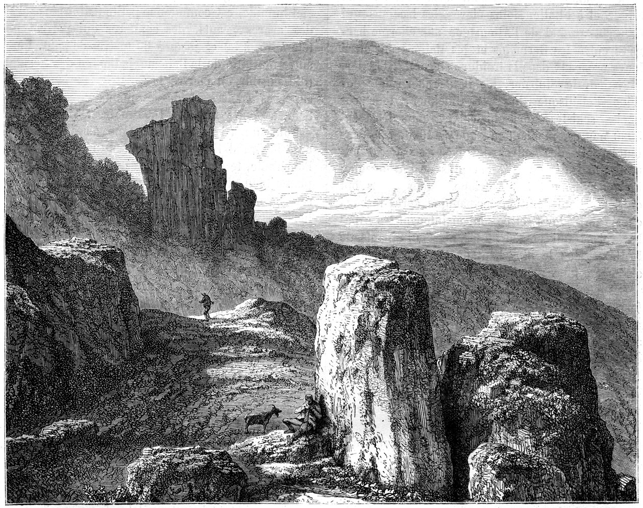 Brocken, eller Blocksberg, Harzbergen, Tyskland, 1800-talet av Francois Stroobant