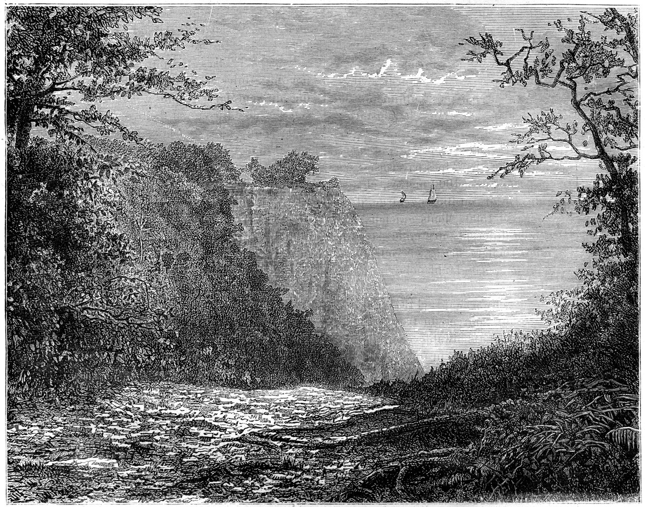 Kritklipporna vid Königsstuhl, Rügen, Tyskland, 1800-talet. av Francois Stroobant