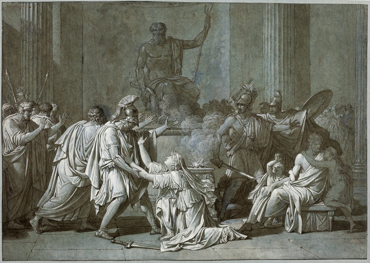 Cléombrote och Léonidas, ca 1795 (penna och bläck med gouache på papper) av Francois Xavier Fabre
