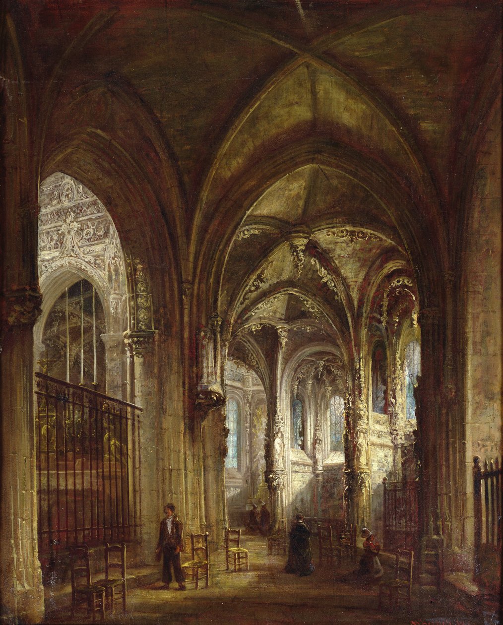 Interiör i kyrkan St Pierre, Caen, 1861 av Francois d