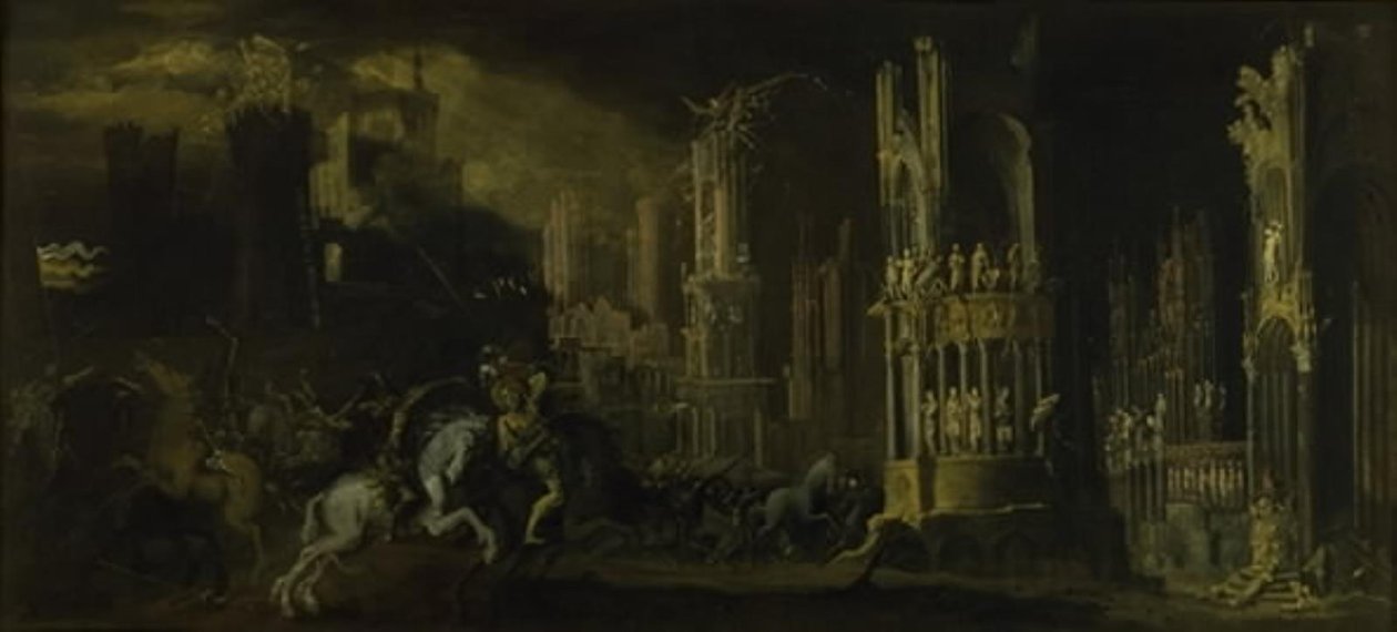 Arkitektonisk fantasi med Saulus omvändelse (Sankt Paulus) av Francois de Nome