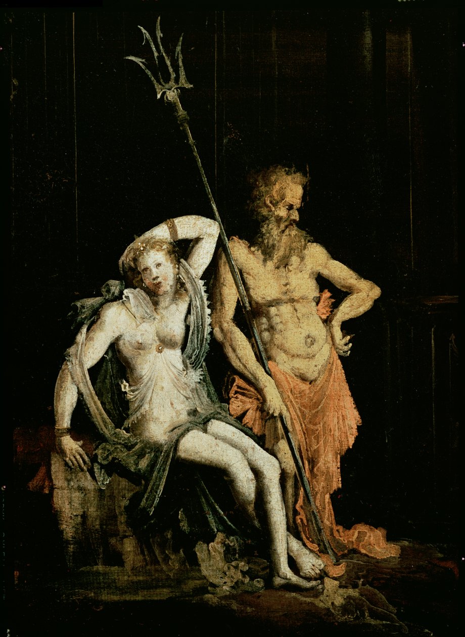 Scene of Hell: detalj som visar Hades och Persephone, underjordens härskare olja på duk-detalj från 89773 av Francois de Nome