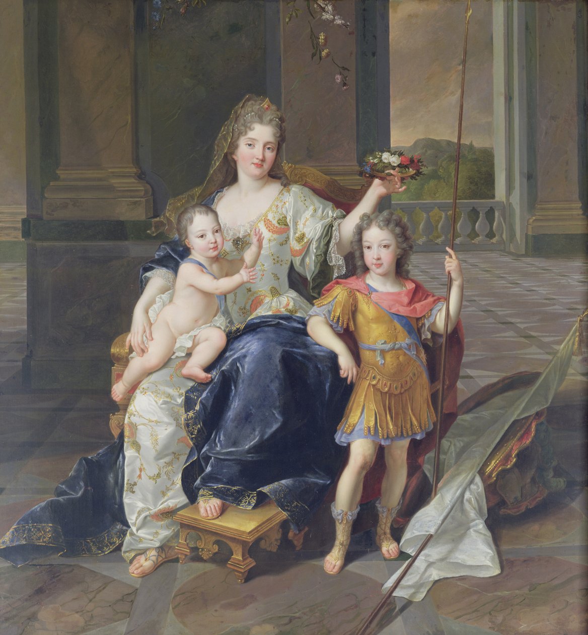 Hertiginnan de la Ferte med hertigen av Bretagne och hertigen av Anjou (Louis XV) c.1712 (olja på duk) av Francois de Troy