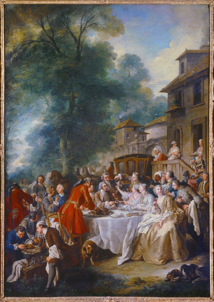 Jaktlunch. Målning av Jean Francois De Troy (1679-1752) av Francois de Troy