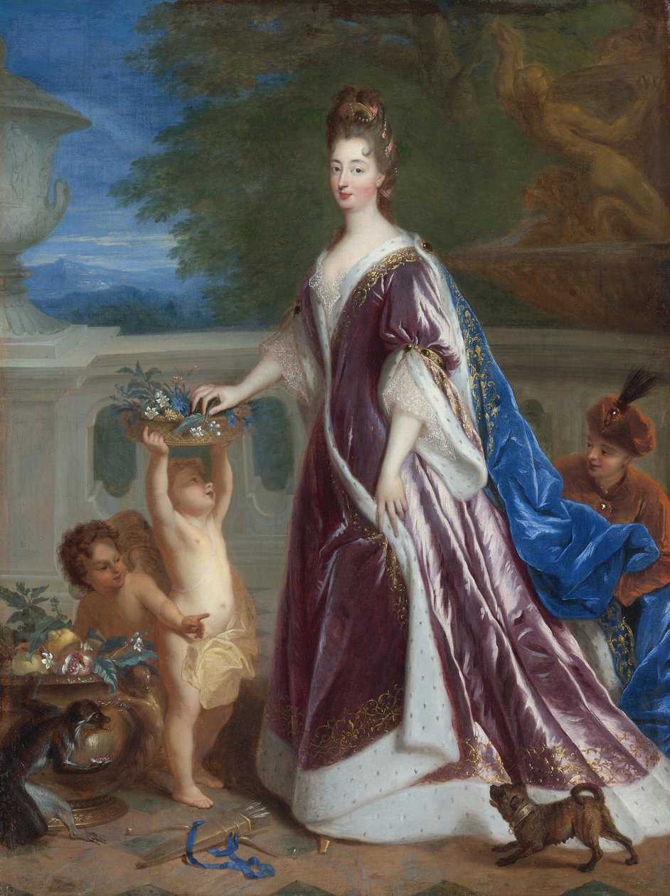 ""Porträtt av Elisabeth-Charlotte (Elisabeth Charlotte) av Bayern eller Pfalz (1652-1722)"" (Elizabeth Charlotte, Prinsessan Pfalz) Målning av Francois de Troy (1645-1730) Privatsamling från 1600-talet av Francois de Troy