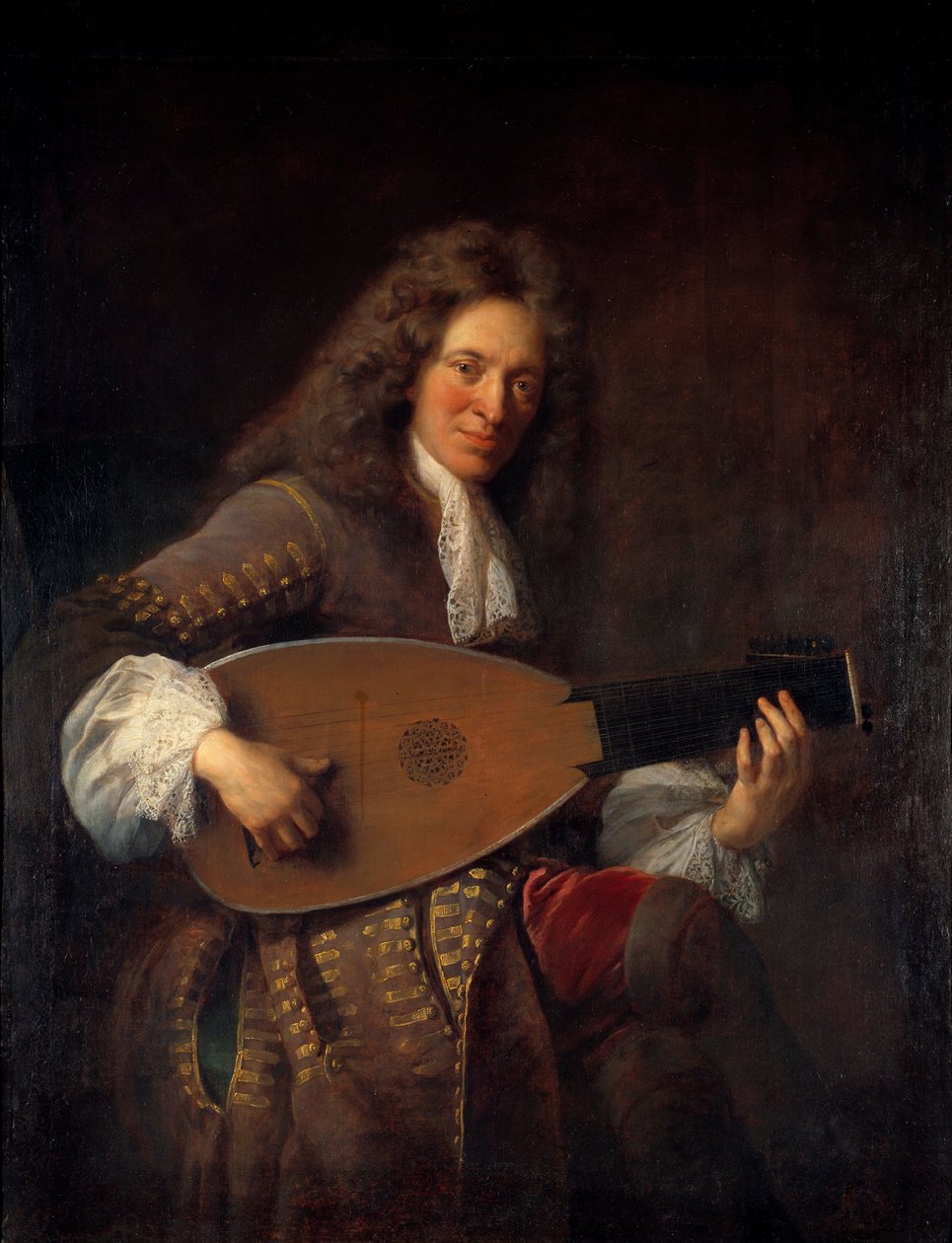 Porträtt av Charles Mouton (1626-1710) luthist Målning av Francois de Troy (1645-1730) 1690 Sön. 1,38x1,06 m av Francois de Troy