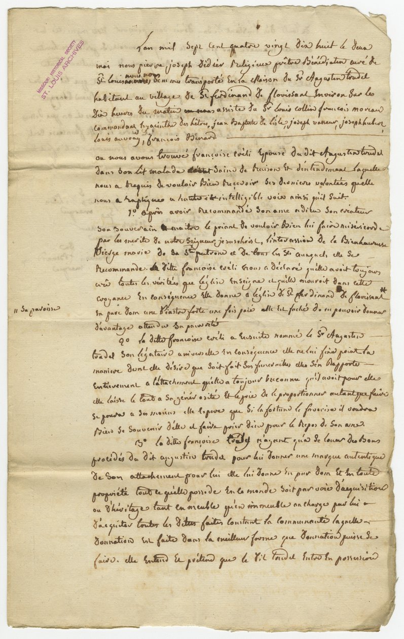 Leaves property to husband, Augustin Trudel av Francoise Crely