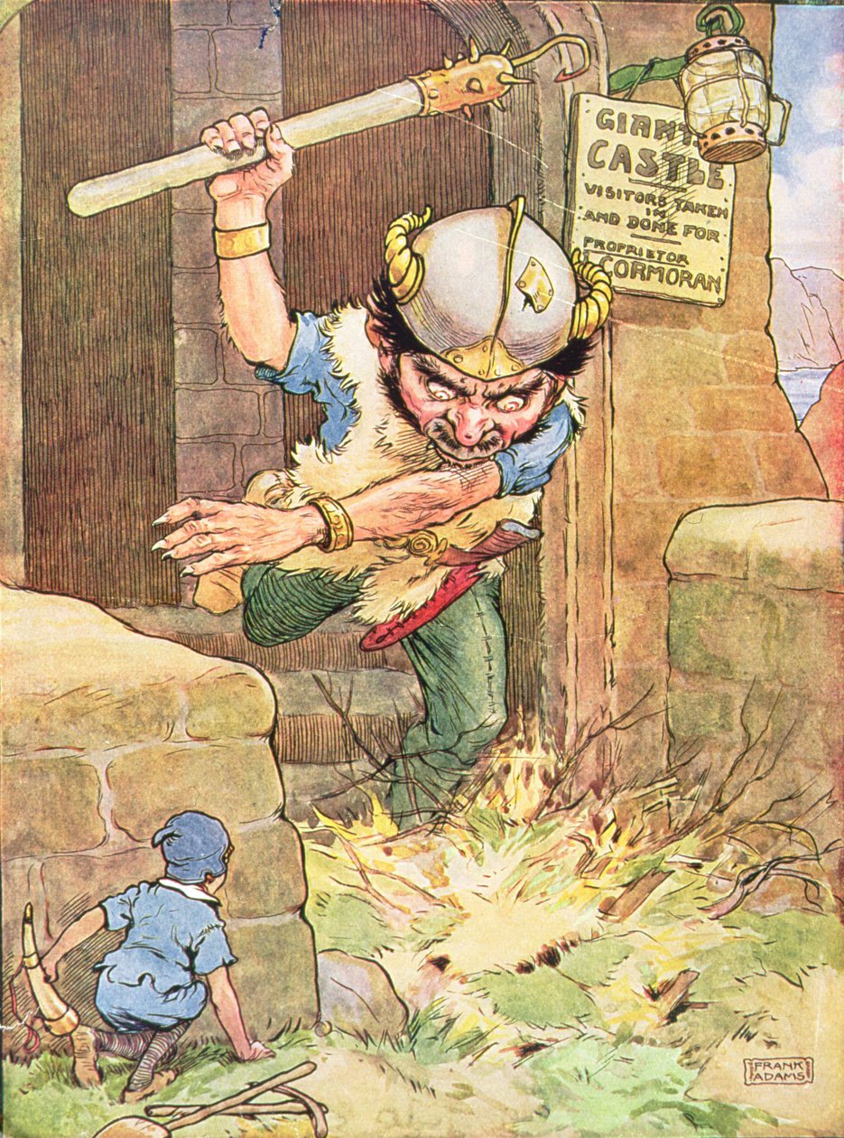 Jack the Giant Killer från "My Nursery Story Book", pub. av Blackie and Son (bokillustration) av Frank Adams
