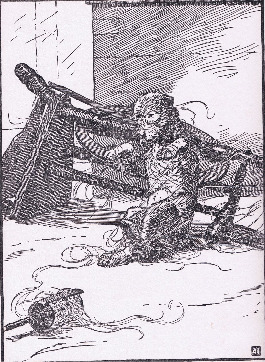 Hon gick till sempstern för att köpa linne till honom, när hon kom tillbaka snurrade hunden, 1930-talet av Frank Adams