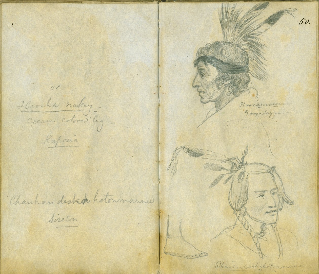 Porträtt av grå ben och en oidentifierad man i Sisseton, 1851 av Frank Blackwell Mayer