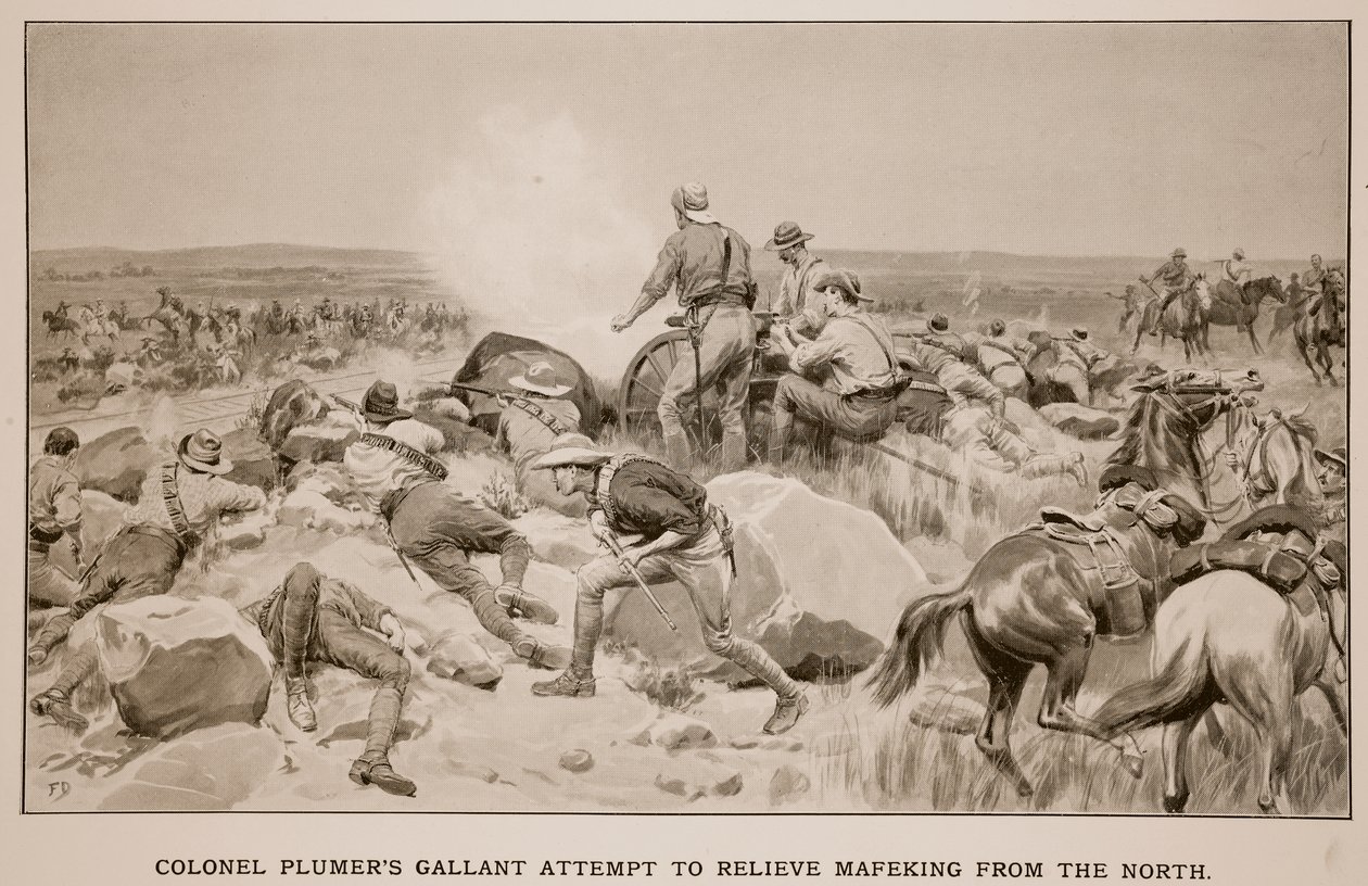 Överste Plumers tappra försök att befria Mafeking från norr, efter F.J. Mackenzie av Frank Dadd
