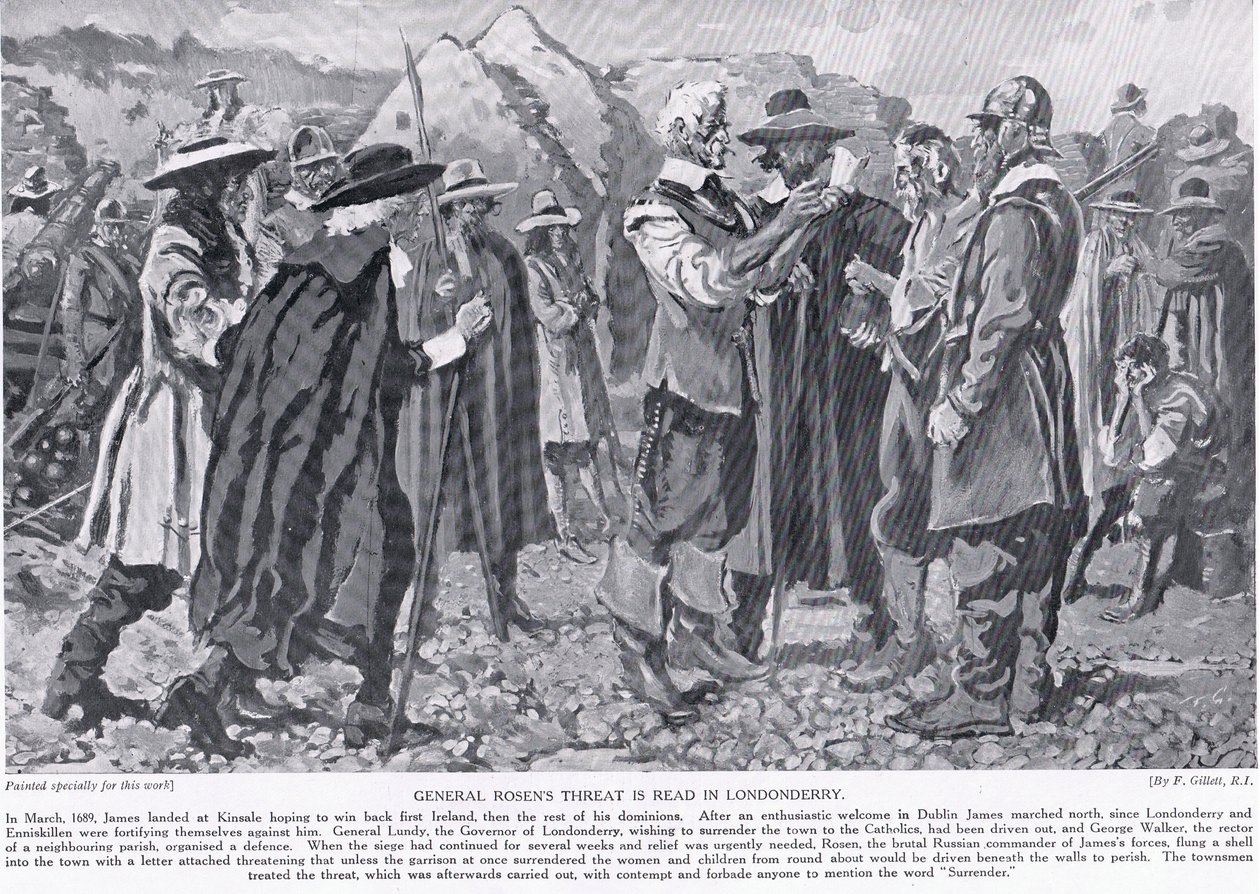 General Rosens hot läses i Londonderry, c.1910 av Frank Gillett