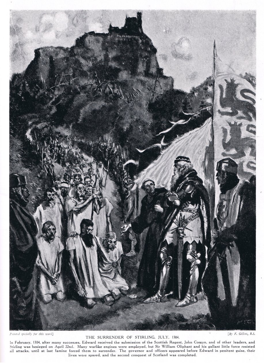 Överlämnandet av Stirling Castle; juli; AD1304, 1920-talet av Frank Gillett