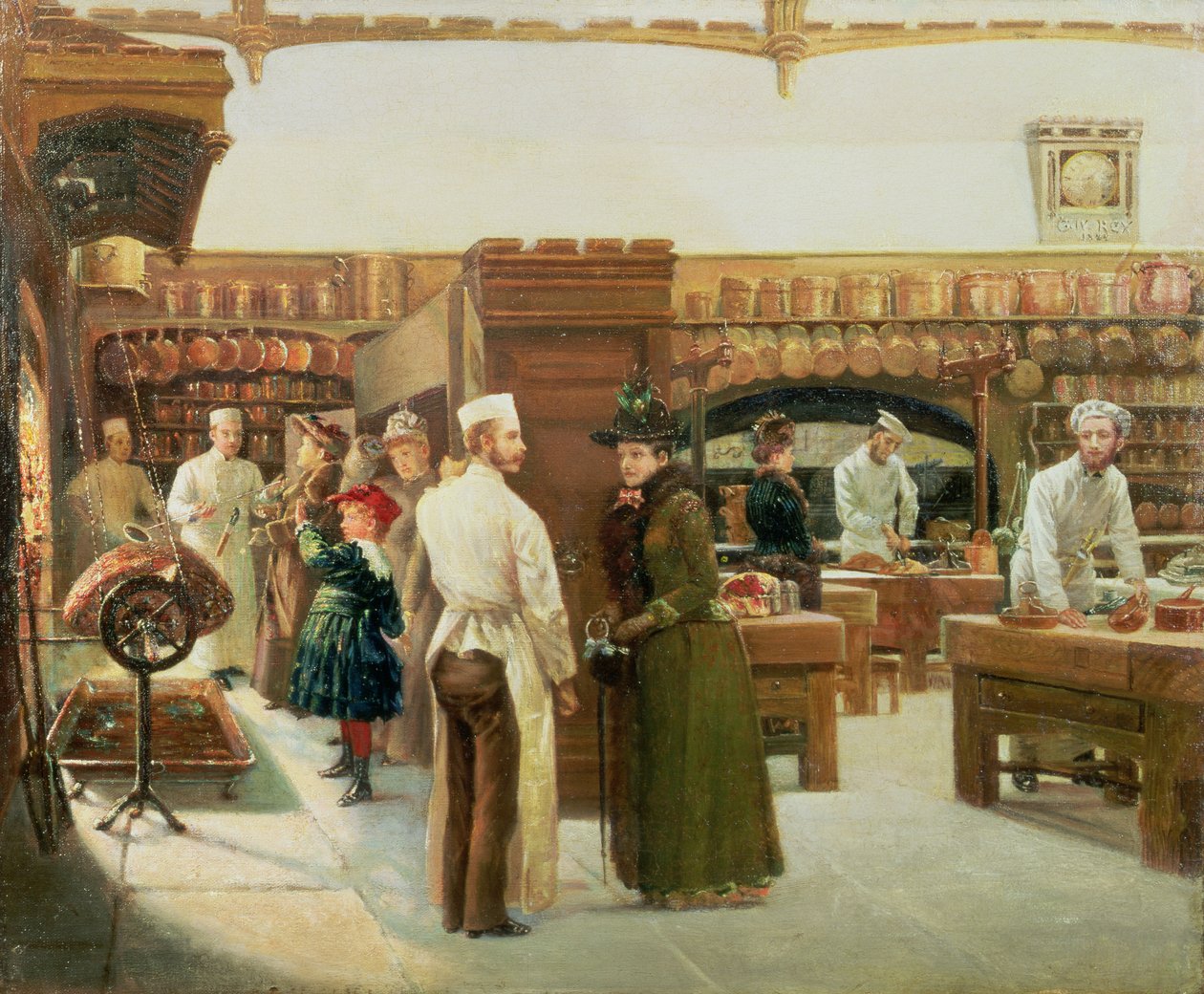 Studie av kökets interiör i Windsor Castle med besök av kungafamiljen, 1886 av Frank Watkins