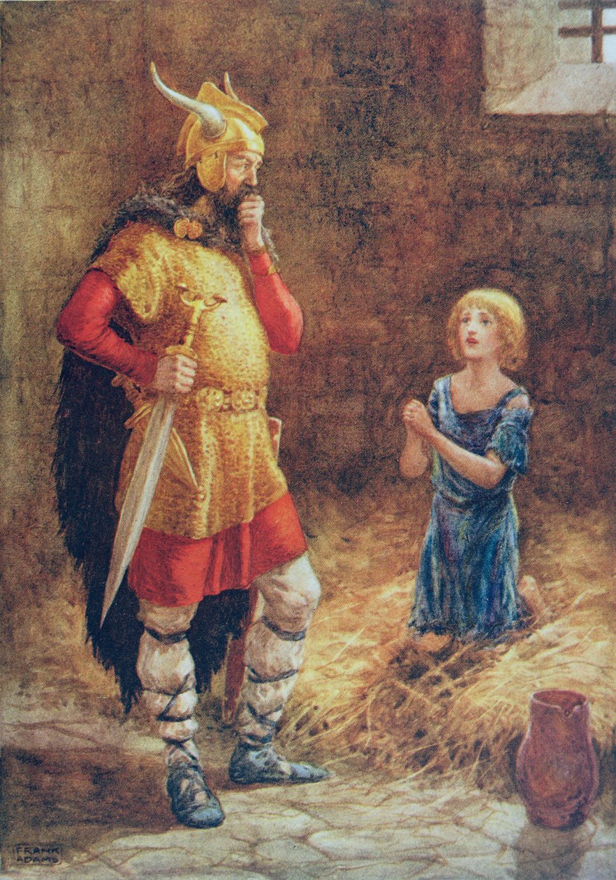 Havelock ber Godard om nåd, ur "Havelock the Dane", illustrerad i Children