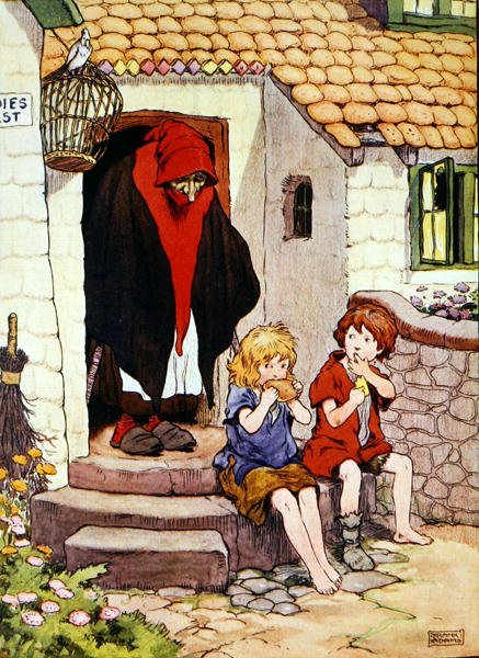 Illustration från "The Beautiful Book of Nursery Rhymes, Stories and Pictures", utgiven av Blackie & Son (färglitografi). av Frank Adams