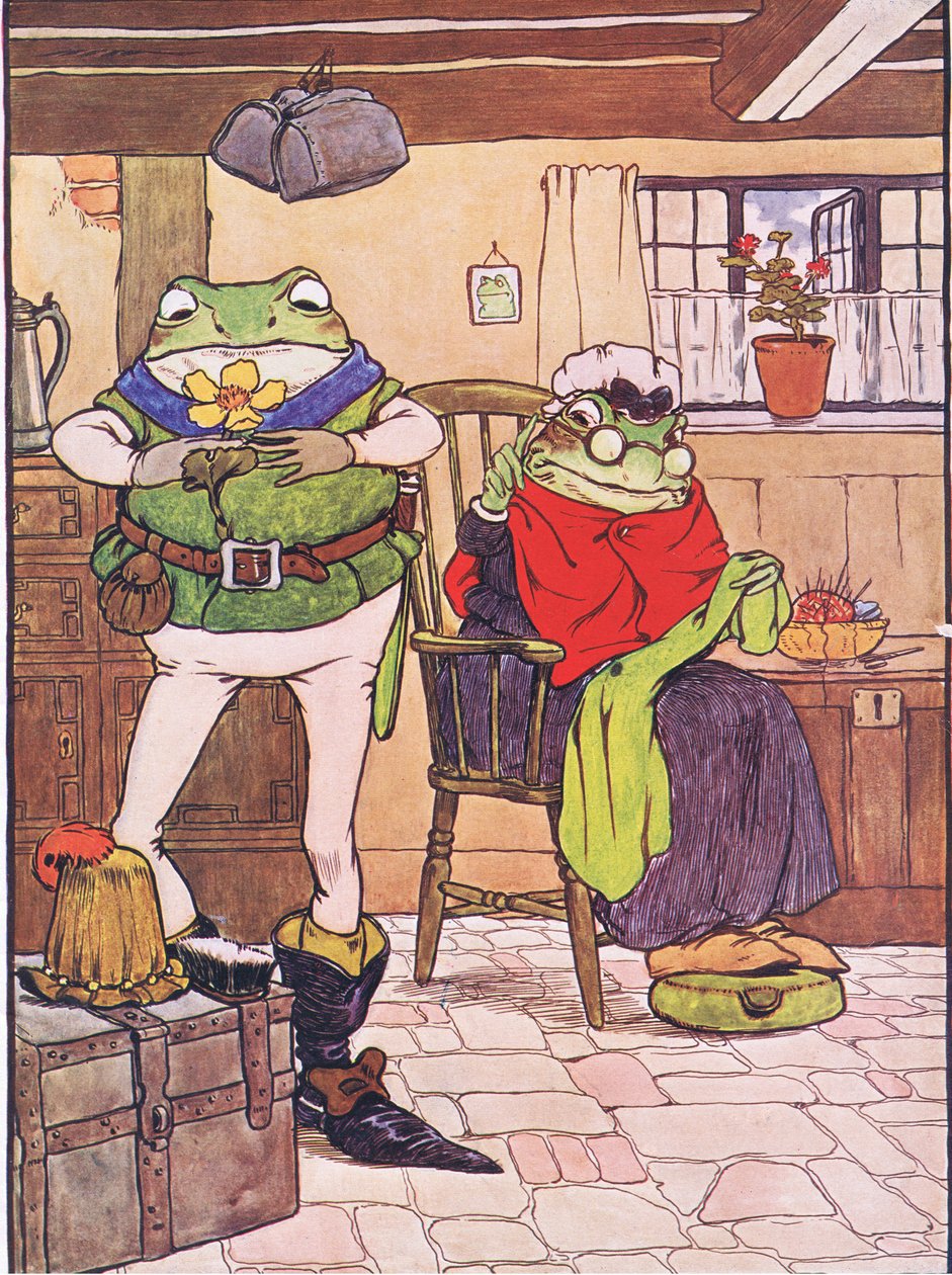 Illustration från "The Frog would a Wooing Go", av Charles H. Bennett, 1916 av Frank Adams