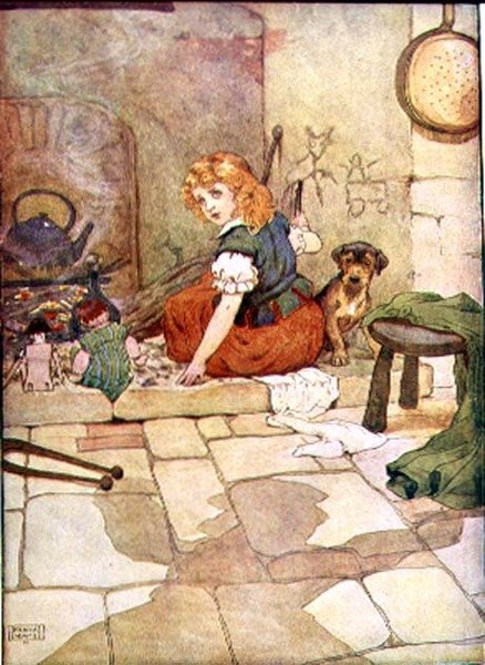 Little Polly Flinders från "My Nursery Story Book", pub. av Blackie & Son (bokillustration) av Frank Adams