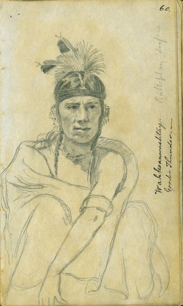 Porträtt av Good Thunder i kostym av en bollspelare, 1851 av Frank Blackwell Mayer