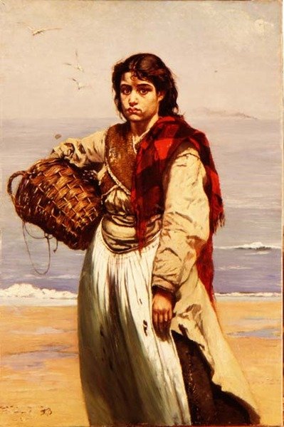 Den irländska Fishergirl av Frank Buchser