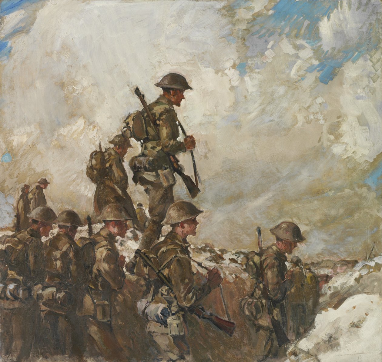 Genom safterna till Pozieres, ca 1918 (olja på duk) av Frank Crozier