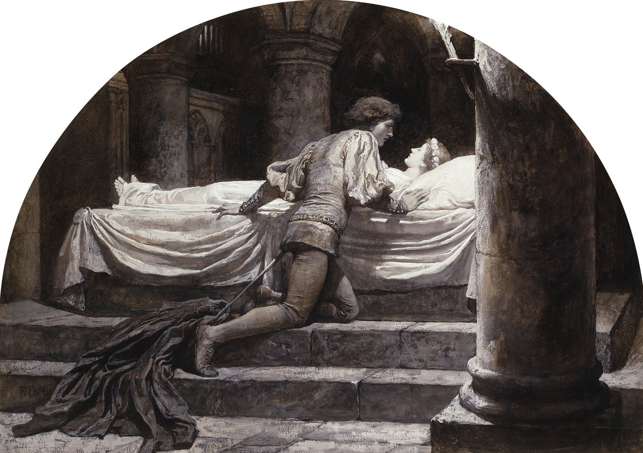Scener från Romeo och Julia: Graven av Frank Dicksee
