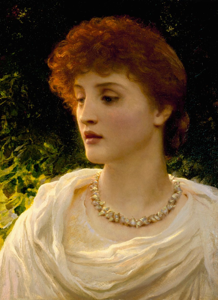 "Sylvia" Porträtt av en ung kvinna från den engelska viktorianska bourgeoisien. Målning av Frank Dicksee (1853-1928) Privat samling av Frank Dicksee