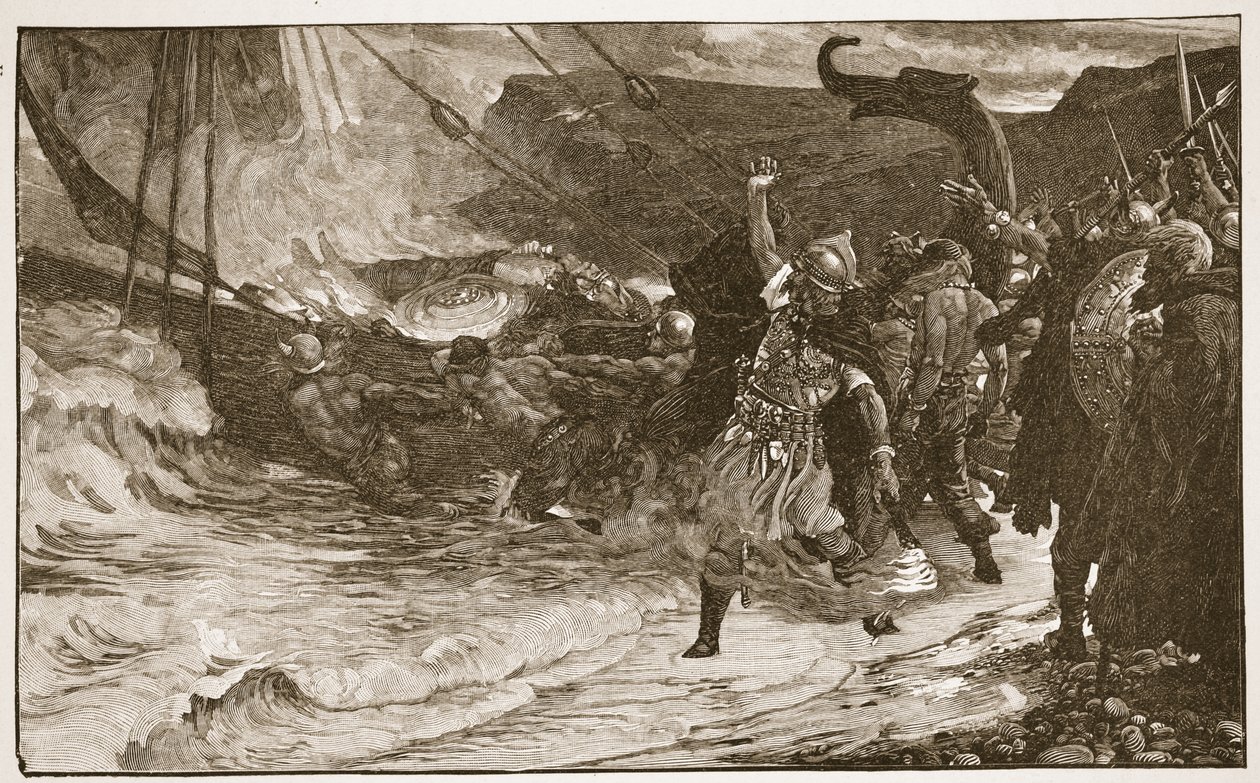 The Funeral of a Viking, illustration från 
