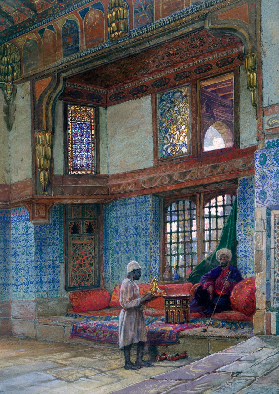Recess i receptionen i Mufti Sheik El Mahadis hus, Kairo, 1873 av Frank Dillon