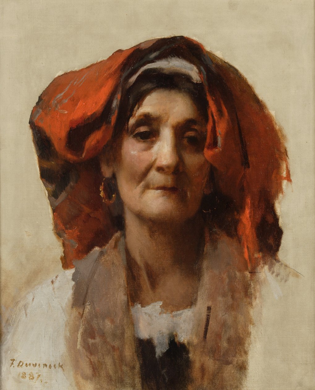 Chef för en italiensk kvinna, 1887 av Frank Duveneck