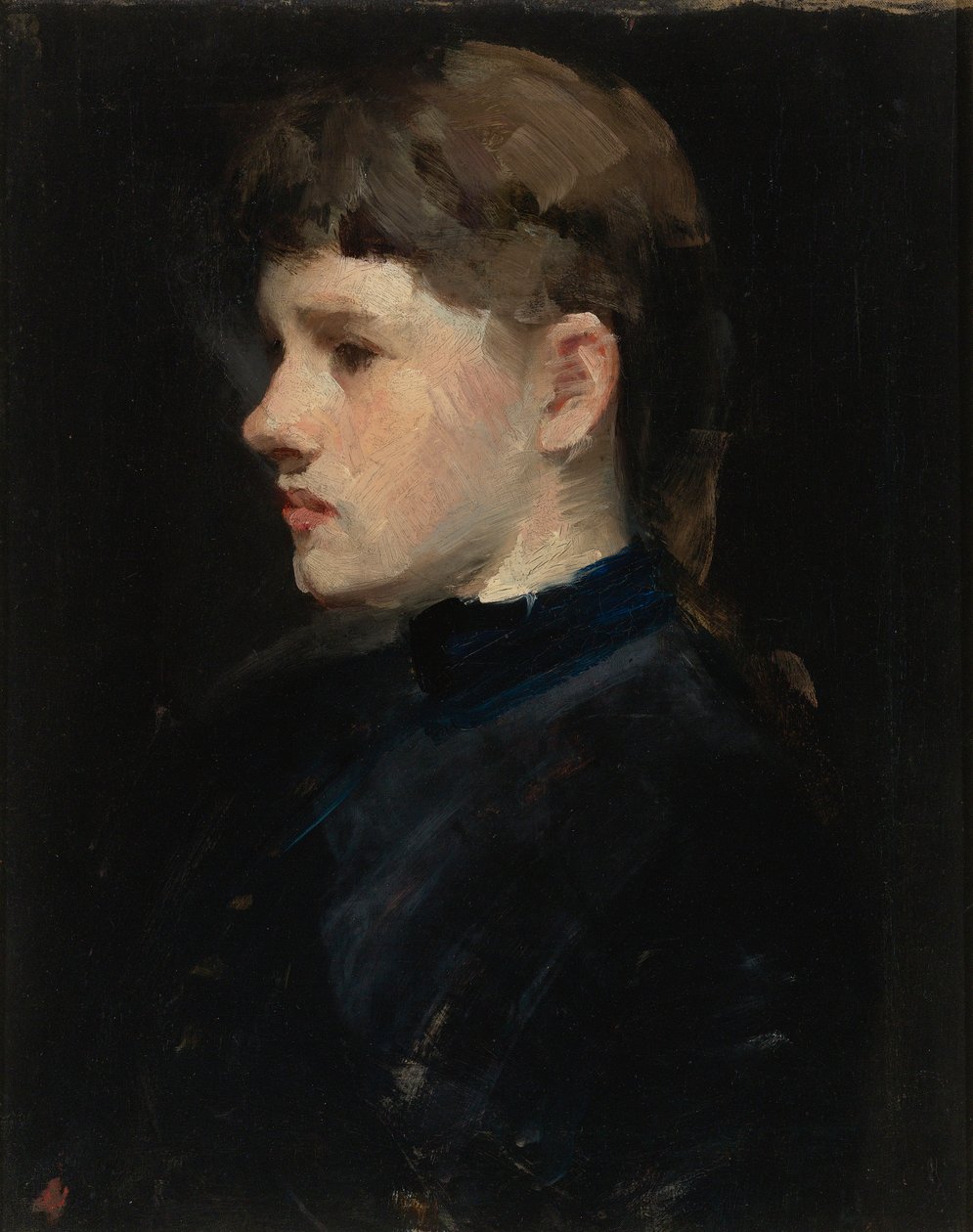 Porträtt av en dam (Huvud av en flicka) av Frank Duveneck