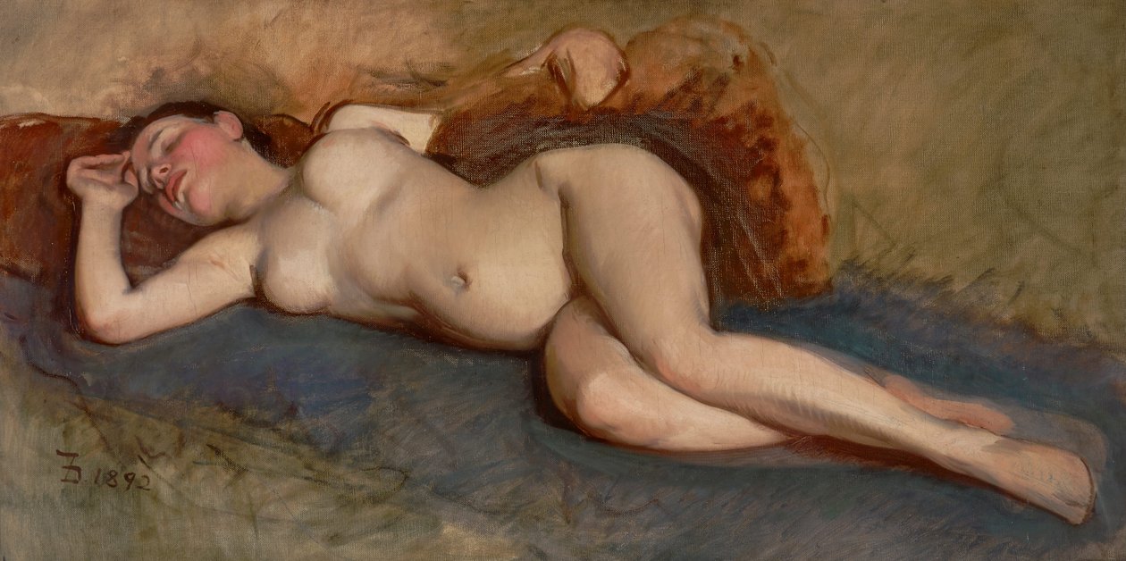 Liggande naken av Frank Duveneck