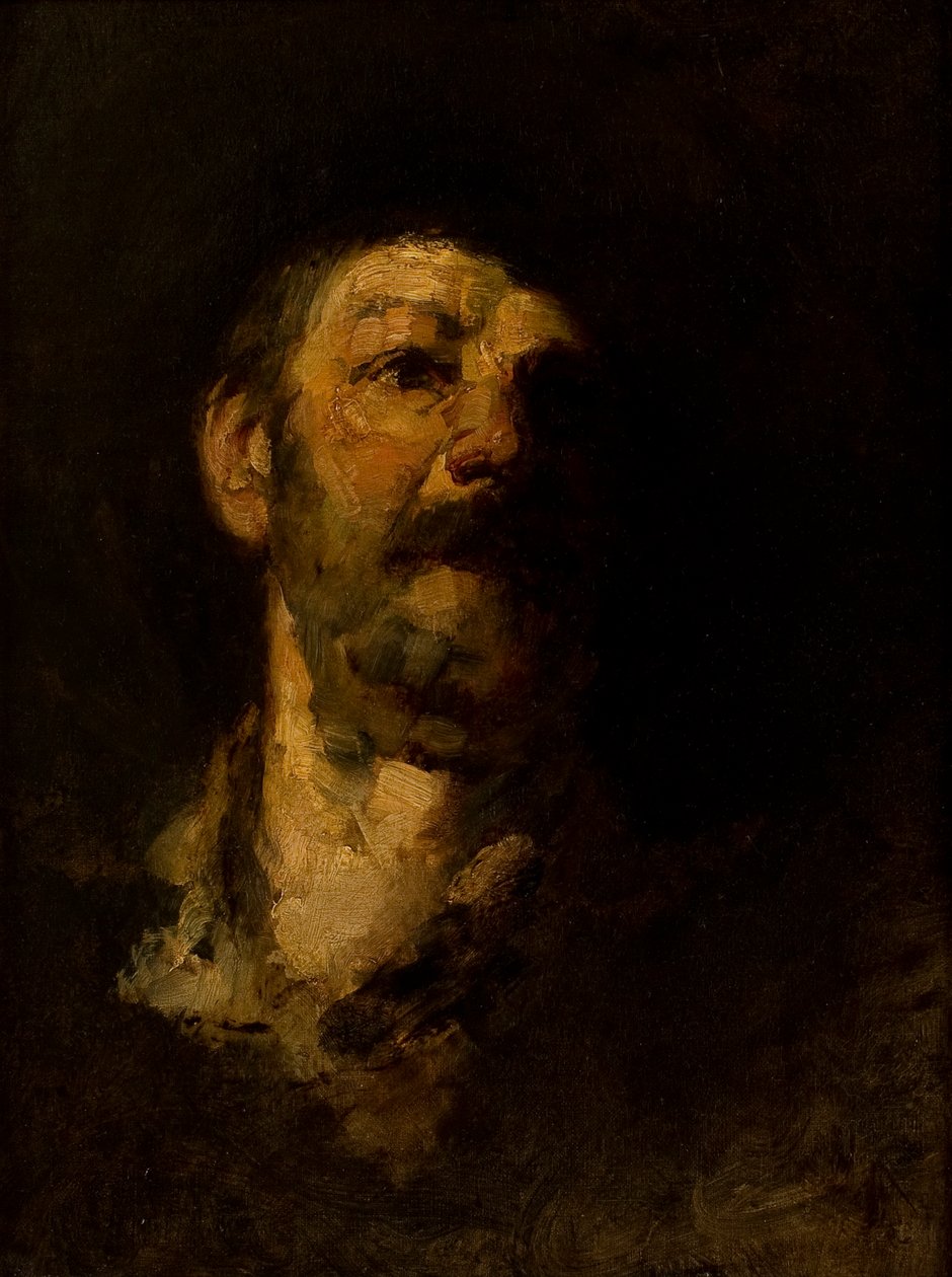 Studiehuvud, man med hatt av Frank Duveneck