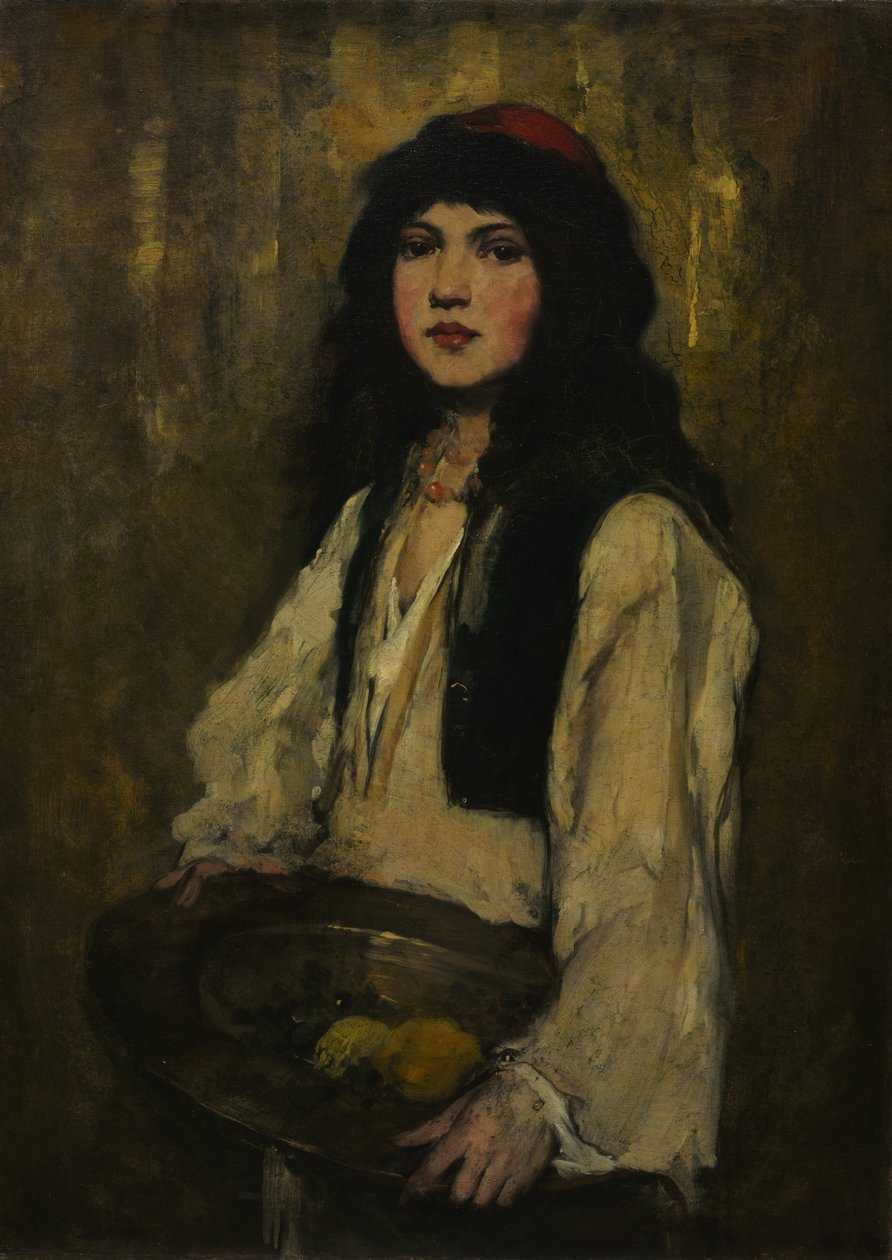 Den venetianska flickan, ca 1880 (olja på duk) av Frank Duveneck