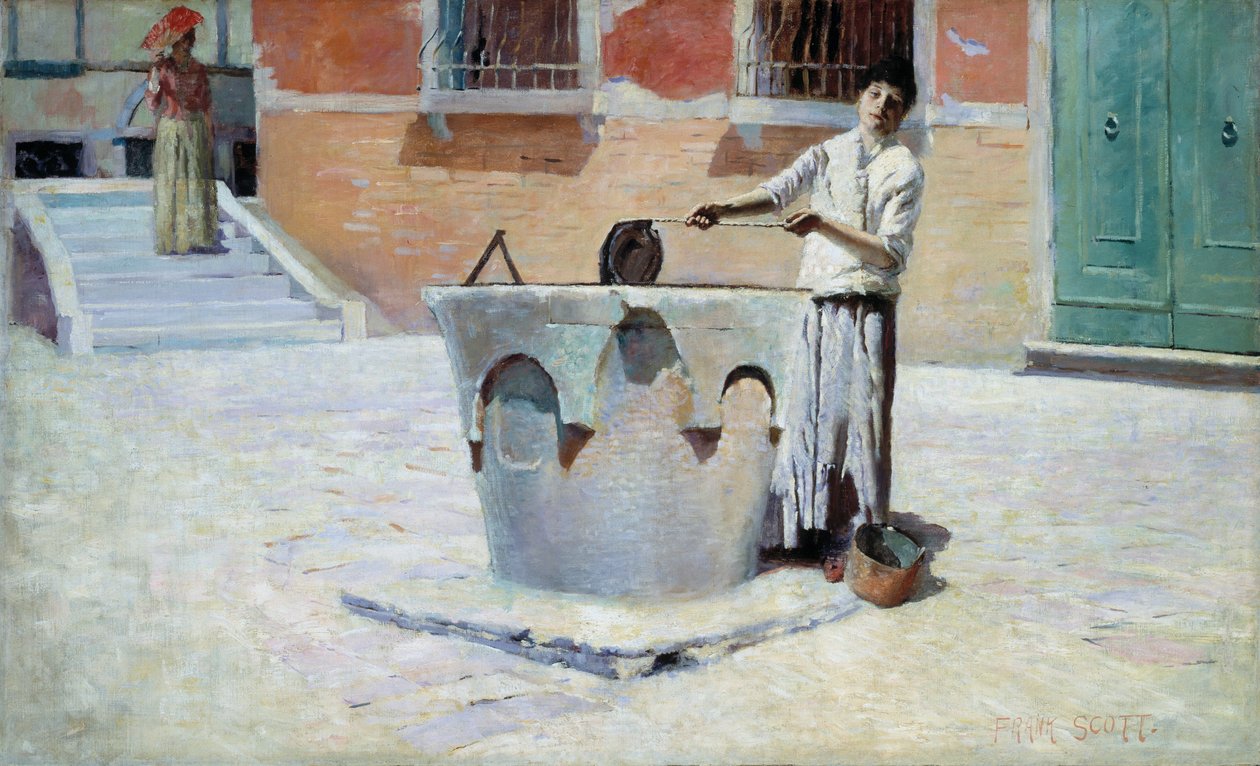 Italiensk scen nära fontänen, n.d. av Frank Edwin Scott