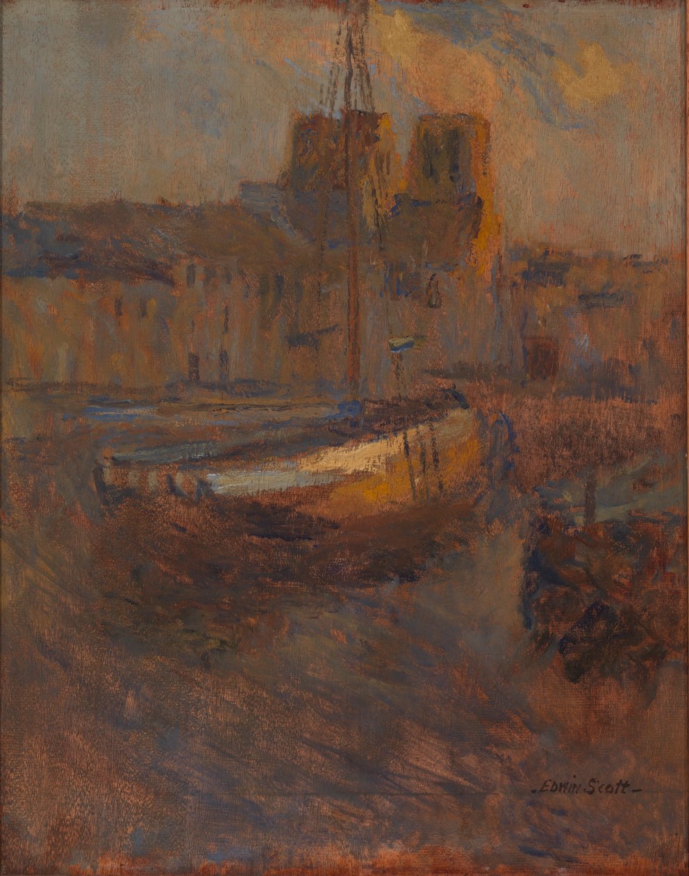Fartyg vid Anchor, Cherbourg nr. II, n.d. av Frank Edwin Scott