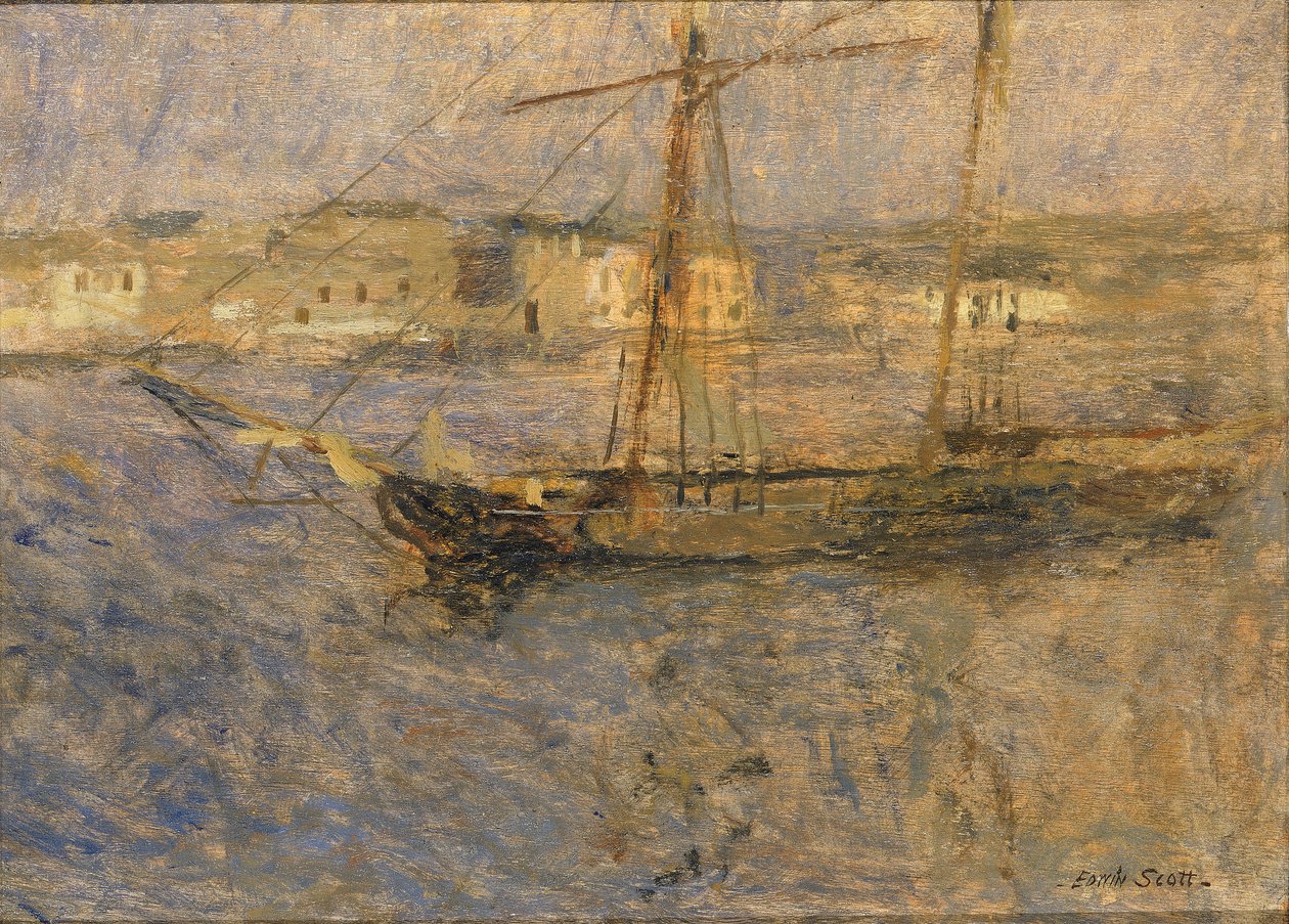 Fartyg vid Anchor, Cherbourg nr. I, n.d. av Frank Edwin Scott