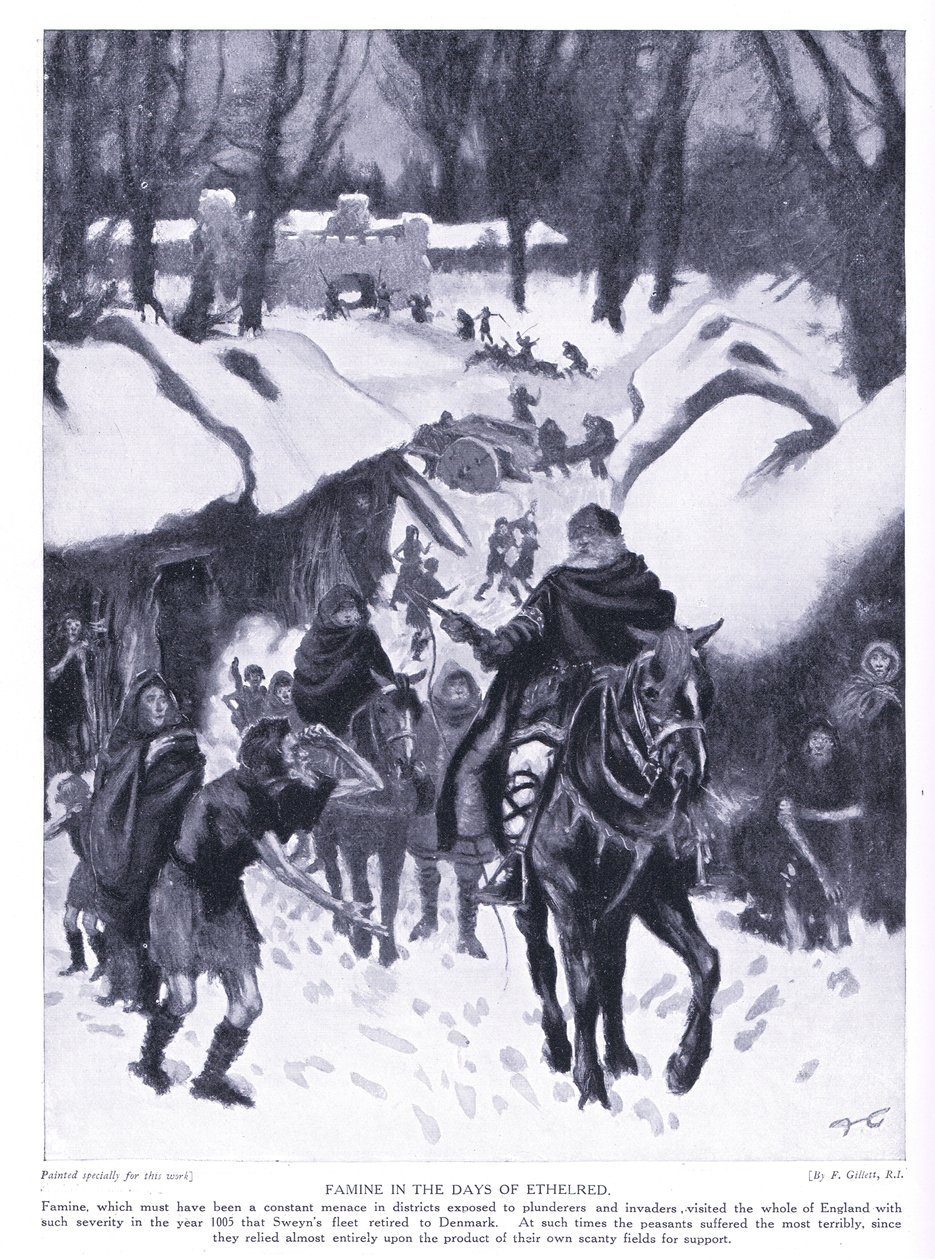 Svält under Ethelred AD1005, 1920-talet av Frank Gillett